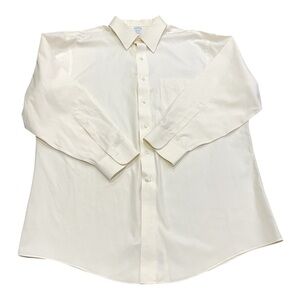 Brooks Brothers Mens Long Sleeve Dress Classic Shirt Cream Size 17.5